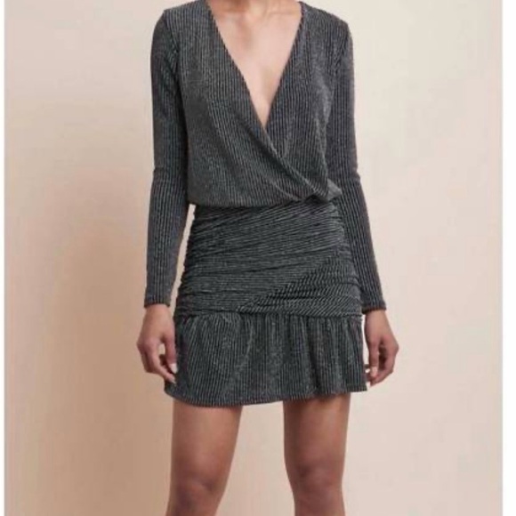 krisa Dresses & Skirts - KRISA surplice ruched skirt dress in glam